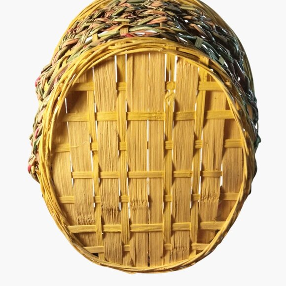 Multicolor Wicker Easter Basket Pastel Hand Woven Handled 10x10 inch - Picture 6 of 6